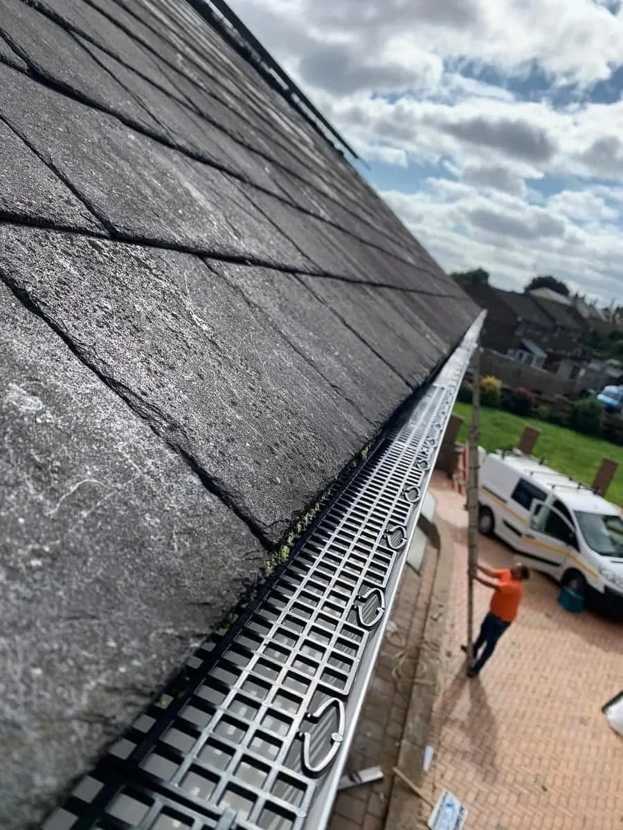 Gutter guard fitted on a slate roof in Crediton